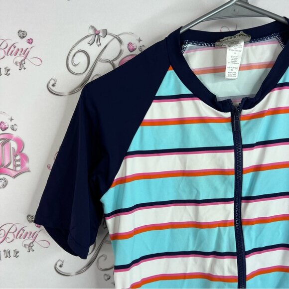 Tommy Bahama rash guard swim shirt zip up stripes Multicolor Striped Zip-Up - Picture 5 of 10